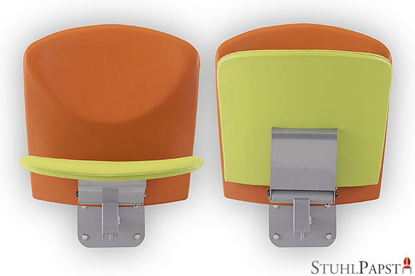 Schlichter, modern gestalteter Wandklappsitz VULCANUS BiColore von Stuhlpapst in zweifarbigem Design.